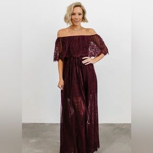 Baltic Born Caroline Lace Maxi Dress in Mulberry